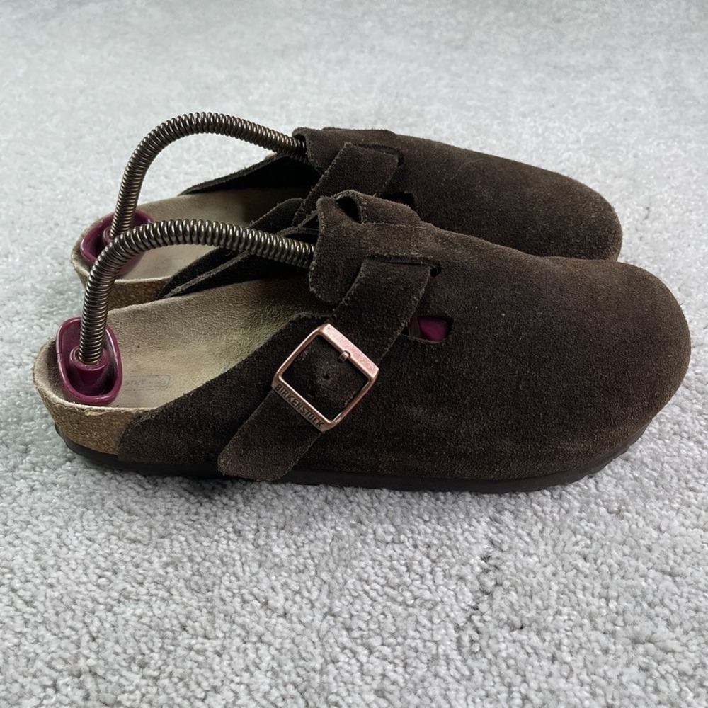 Birkenstock Boston Clogs Womens Size 41 EU 10 US Brown Suede Buckle Slip On Mule